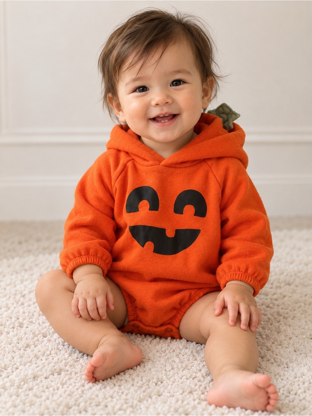 Old Navy Baby Pumpkin Halloween Hooded Romper 3–6M